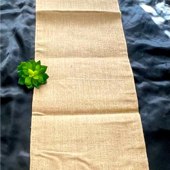 Table Runner Burlap with a gold threads. Jute. 70” long. - Picture 3 of 4